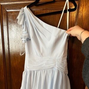 Blue Ruffle Mac Duggal Dress